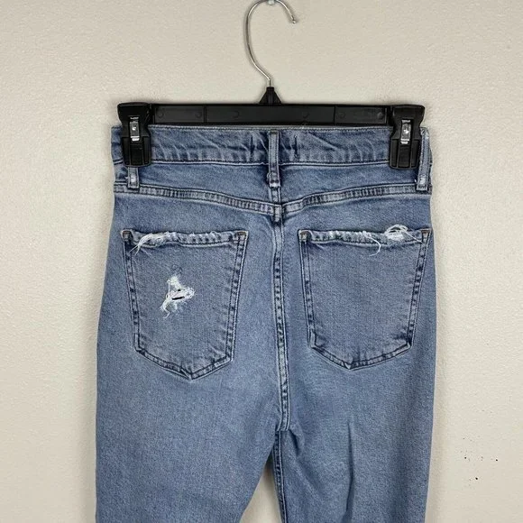 Agolde Nico High Rise Slim Distressed Jeans Button Fly Rooted Womens 24
